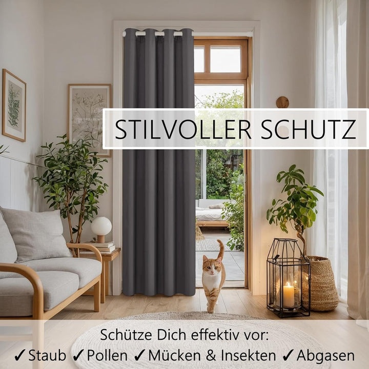 tinycurtains, Türvorhang mit Teleskopstange, einfache Montage in nur 1 Minute ohne Bohren (Türvorhan