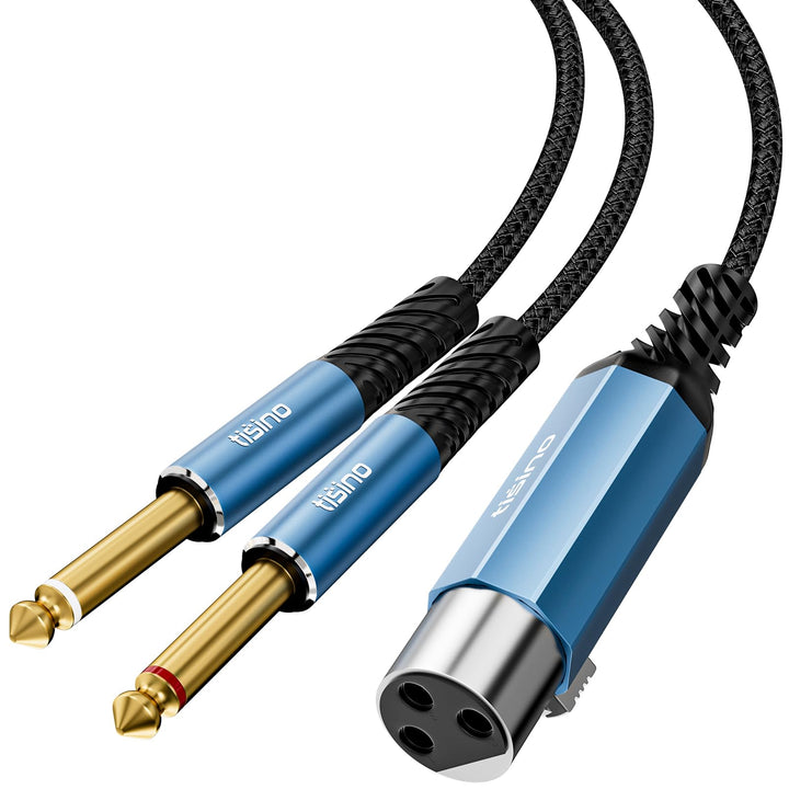 Tisino XLR-Buchse auf Doppelte 6,35mm-TS-Klinkenbuchsen Splitterkabel（3m, XLR-Buchse auf 6,35mm-Mono