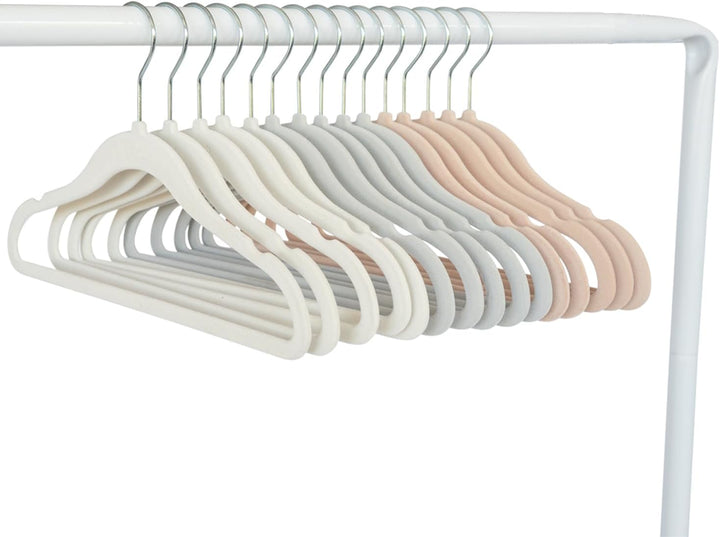 3 Sprouts Samt Kleiderbügel Baby, 30 Stück, Creme/Grau/Haselnuss Sortiert – Creme, Grau, Haselnuss,