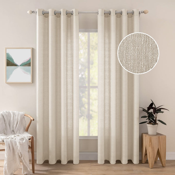 MIULEE 2er Set Voile Vorhang Sheer Leinenvorhang mit Ösen Transparente Unregelmässige Textur Gardine