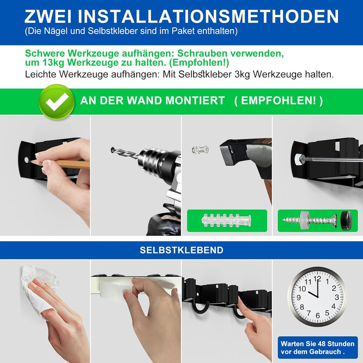 AceMining Besenhalterung Wand, 2 Pack 3 Halter + 4 Haken Besenhalter, Besenhalterung Edelstahl, Schw