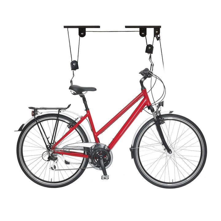 Relaxdays 4 x Fahrradlift, bis 30 kg, max. Deckenhöhe 4 m, Fahrrad Deckenhalterung mit Flaschenzug,