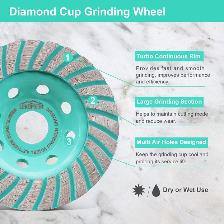 Diamant Schleifscheibe 125mm - Turbo-Segmente Diamant Schleiftopf für Beton, Granit, Marmor, Mauerwe