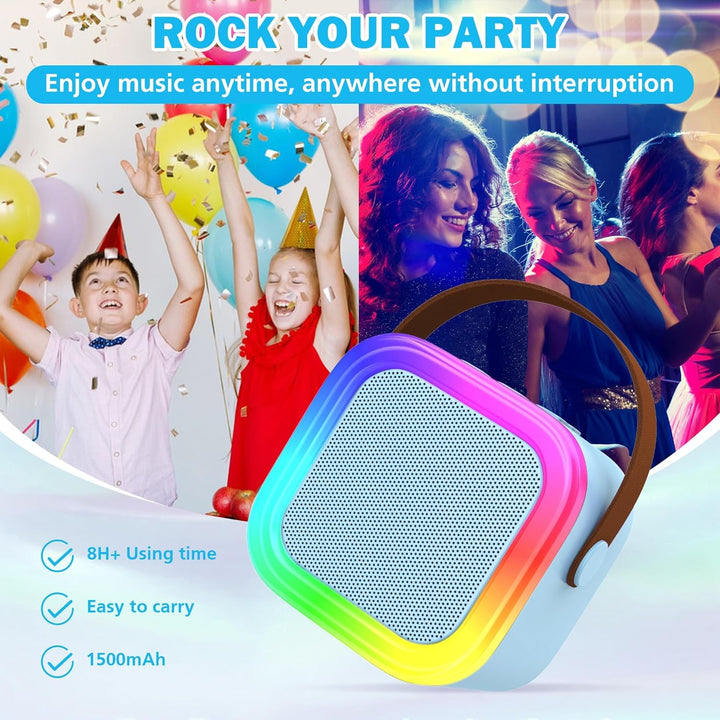 Karaoke-Maschine für Kinder Erwachsene, tragbare Kinder-Karaoke-Lautsprecher mit 2 drahtloses Mikrof