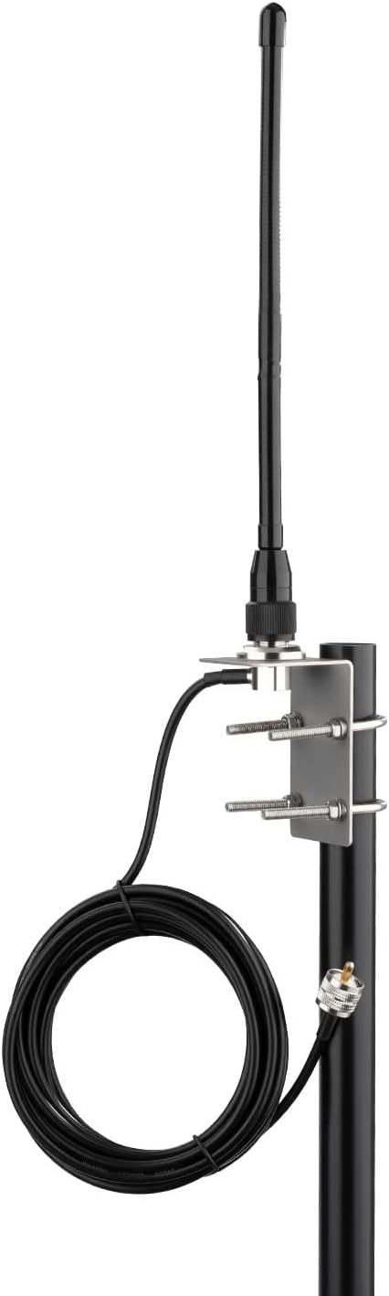 Bingfu 27MHz CB Funkantenne Soft Whip mit PL259 UHF Stecker, 5m RG58 Koaxialkabel und Edelstahl-Mont