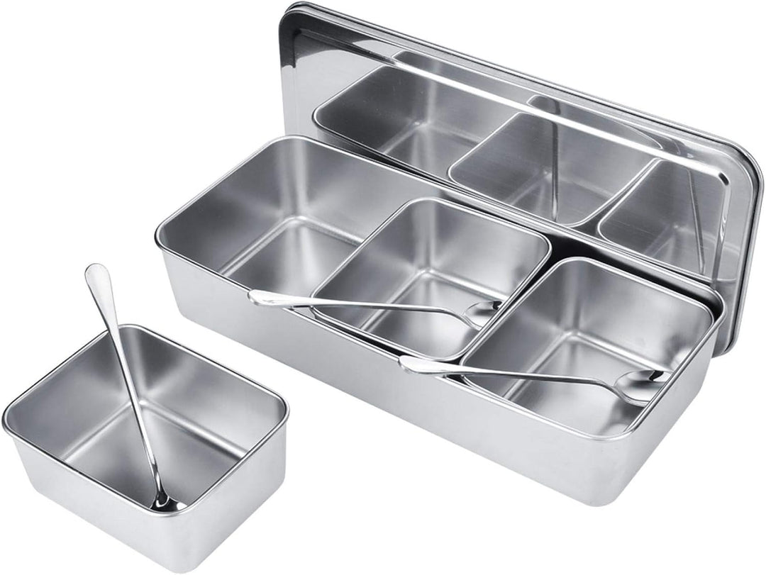 Gewürzgläser Set, 1 Satz Edelstahl Gewürzbox DREI Gitternetze, 135 x 107 x 56 mm Gewürzgläser, Küche