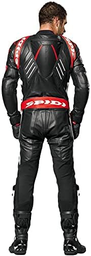 SPIDI Track Wind Pro 1-Teiler Motorrad Lederkombi (Black/White/Red,56) 56 Rot, 56 Rot