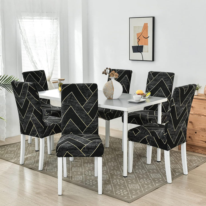 HZDHCLH Stuhlhussen 6er Set Stuhlbezüge Stretch abnehmbar, waschbar, Esszimmerstuhl-Schutzsitz für H