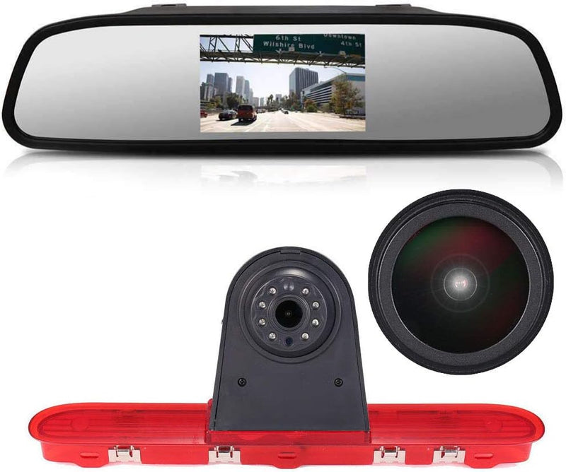 18mm Top Qualität Bremsleuchte Kamera Bremslicht Rückfahrkamera +4,3 Zoll LCD Rückspiegel Transporte