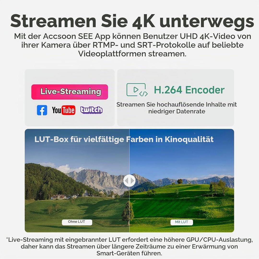 Accsoon SeeMo 4K für Android, tragbares 4K-HDMI-Videoaufnahme- und Streaming-Gerät, H.264-Encoder, U