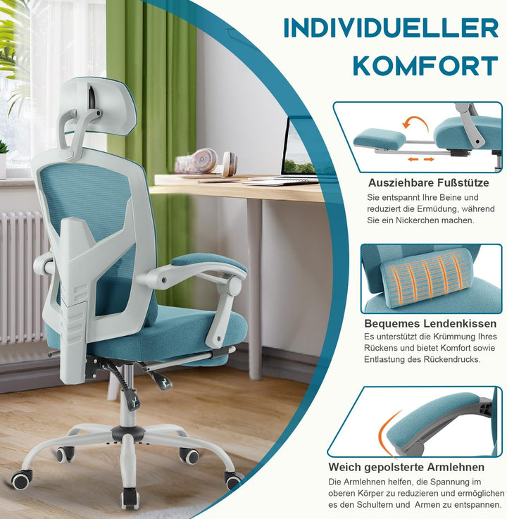 DUMOS Bürostuhl Ergonomisch EIN Schreibtischstuhl mit Komfortarmlehnen Ausgestattet mit Einer Bequem