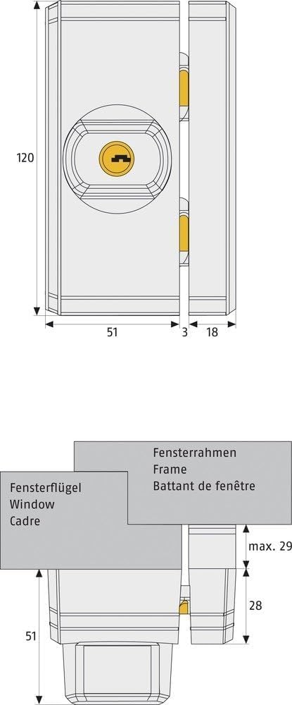 ABUS Fenster-Zusatzsicherung FTS96 - Fensterschloss mit Schliessmechanismus über den Drehknauf, vers