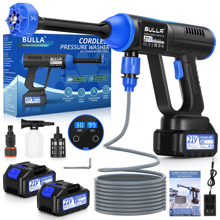 Akku Hochdruckreiniger, Hydro Blast, Akku Druckreiniger mit 6-In-1, Mobiler Hochdruckreiniger mit 2