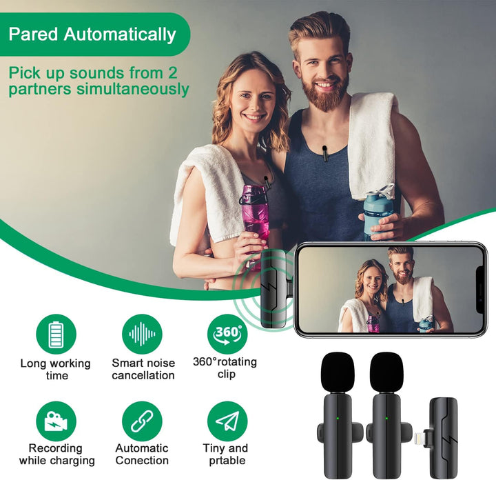 Professionelles kabelloses Lavalier-Ansteckmikrofon für iPhone/iPad – Mini-Clip-Mikrofon für Videoau