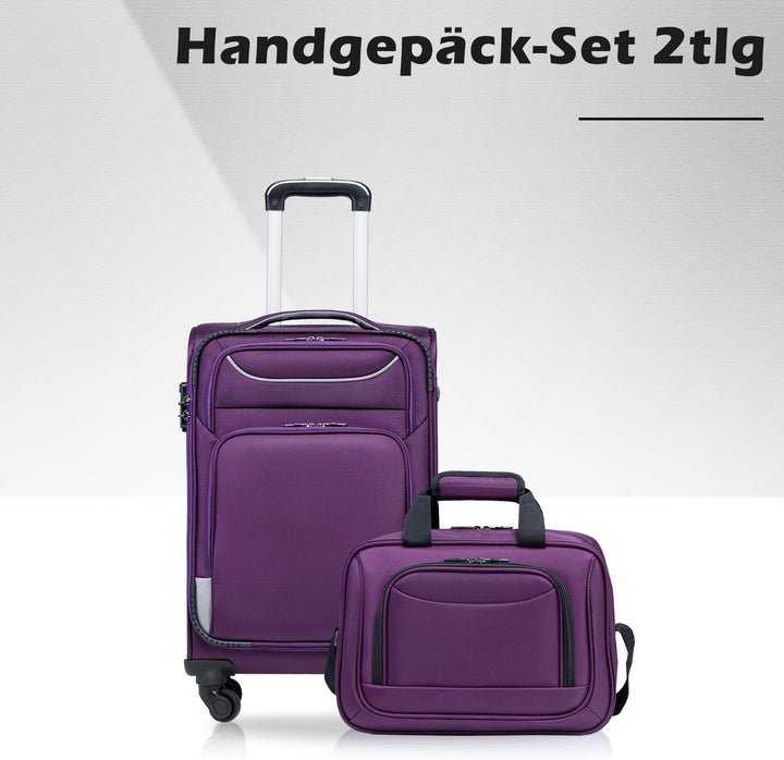COOLIFE Koffer Trolley Koffer Reisekoffer von 4 Rollen Stoffkoffer Handgepäck TSA-Schloss Der Koffer