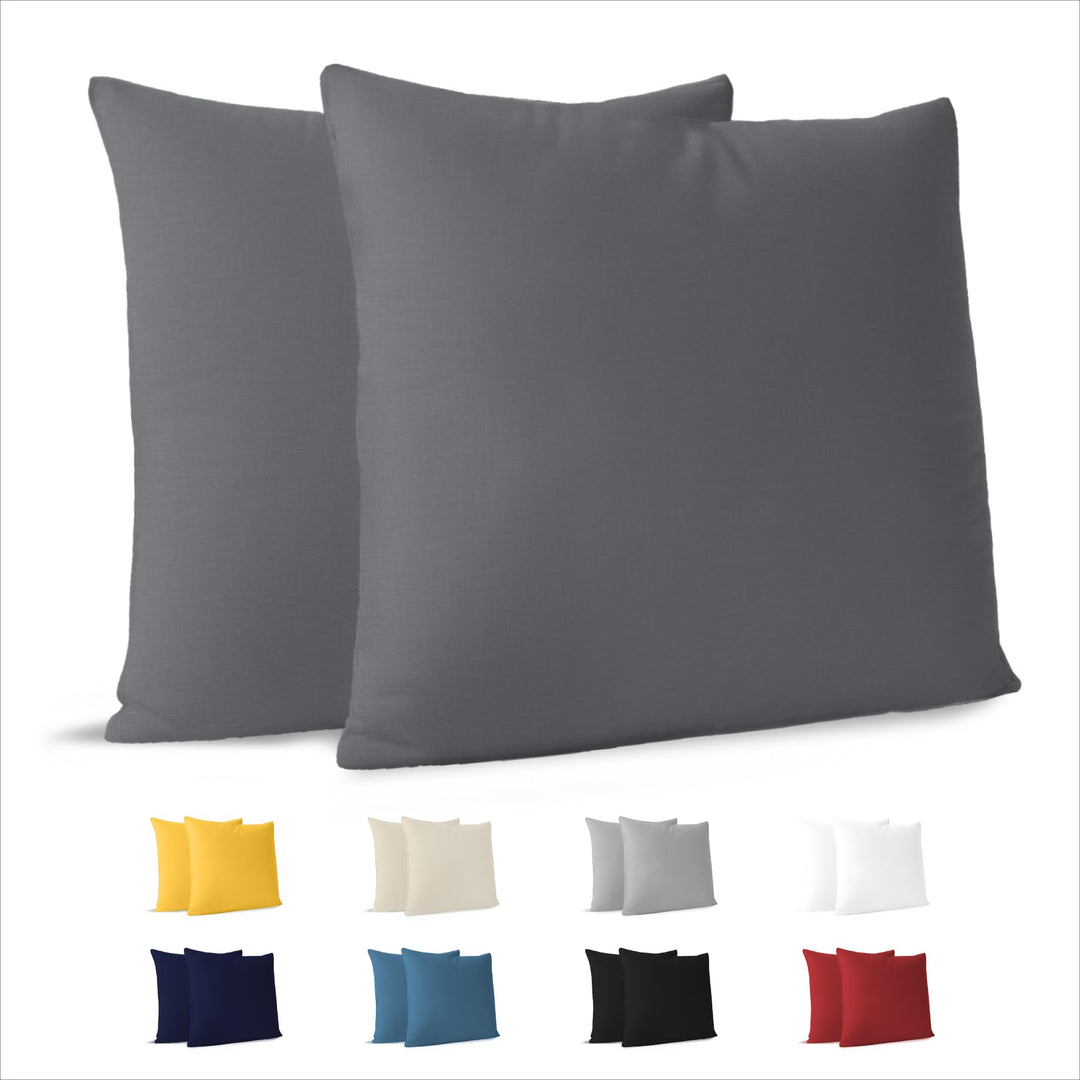 Dreamzie Kissenbezug 80x80 (Set mit 2) - 100% Jersey Baumwolle 150 g/qm Kissenbezüge -Anthrazit - Fü