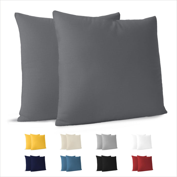 Dreamzie Kissenbezug 80x80 (Set mit 2) - 100% Jersey Baumwolle 150 g/qm Kissenbezüge -Anthrazit - Fü
