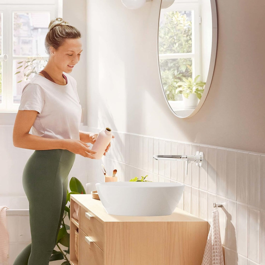 hansgrohe Rebris S - Waschtischarmatur Unterputz für Wandmontage mit Ablauf, Wasserhahn Bad mit Ausl