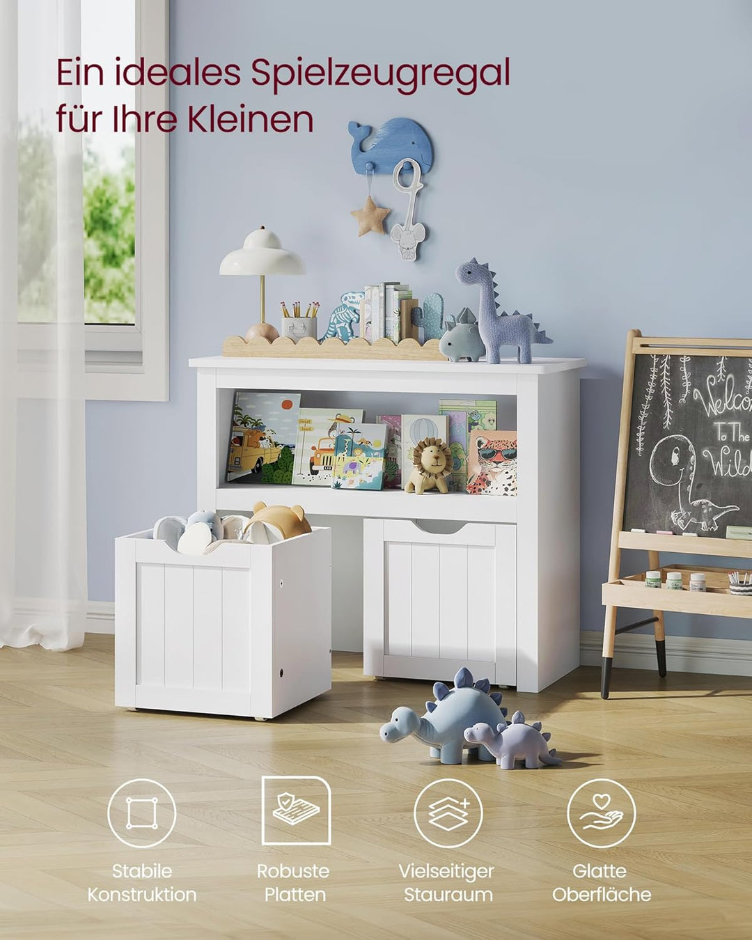 VASAGLE Kinderregal, Spielzeugaufbewahrung für Kinder, Aufbewahrungsschrank, Spielzeugschrank, Aufbe