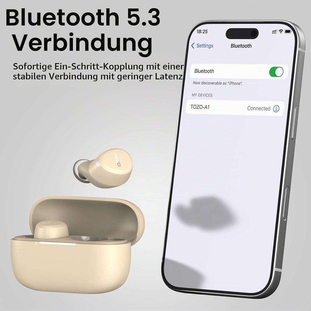 TOZO A1 Bluetooth Kopfhörer, Kopfhörer Kabellos Bluetooth 5.3 In Ear Kopfhörer mit APP Steuerung, 32