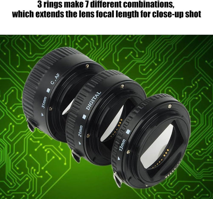 Lazmin Adapterringe-Set, Red Metal Auto Focus Macro Extension Tube Set für EOS EF Objektiv, 3 Ringe