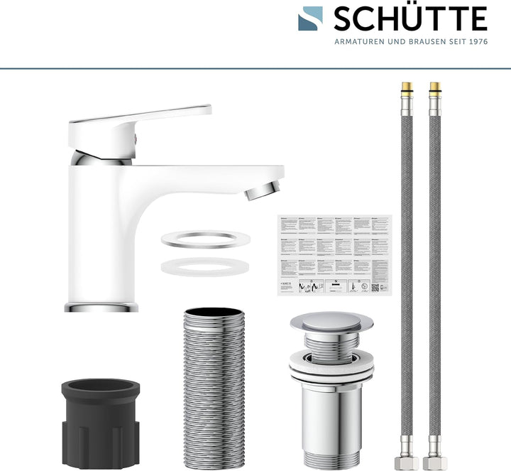 SCHÜTTE 34710 ALASKA Badarmatur mit Ablaufgarnitur, Waschtischarmatur, Einhebelmischer Mischbatterie