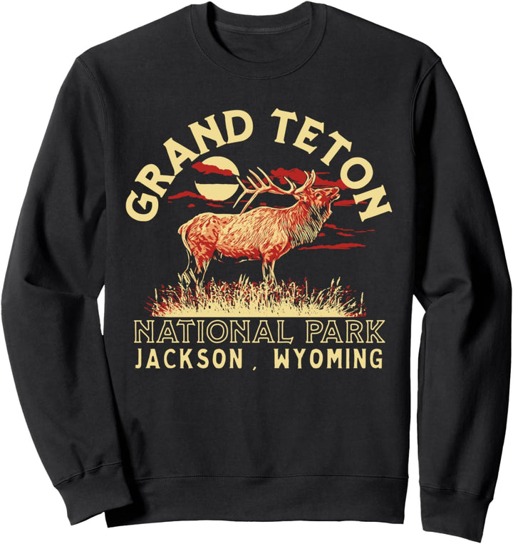 Vintage Elk Bugling Grand Teton National Park Retro Sweatshirt