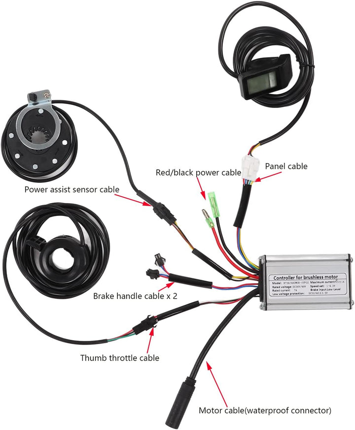 BuyWeek Elektrofahrrad Brushless Motor Controller Kit, 36V/48V 250W E-Bike Bürstenlose Motor 15A Rec