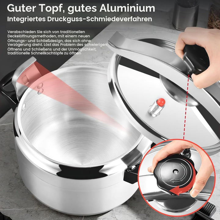 Professioneller Schnellkochtopf 3L/7L/9L/11L/15L, Aluminium mit sicherem Verriegelungsdeckelsystem,