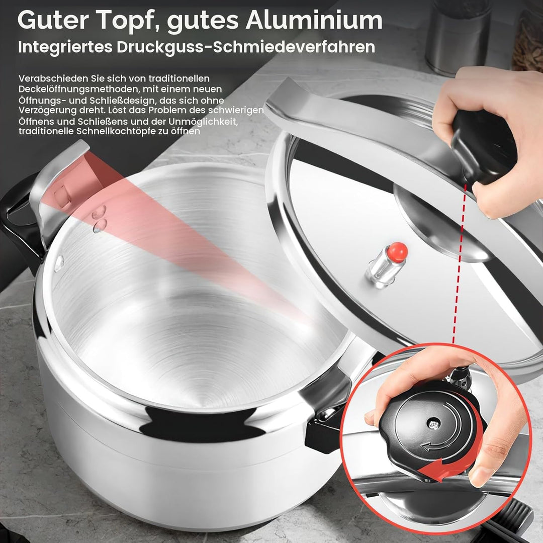 Professioneller Schnellkochtopf 3L/7L/9L/11L/15L, Aluminium mit sicherem Verriegelungsdeckelsystem,