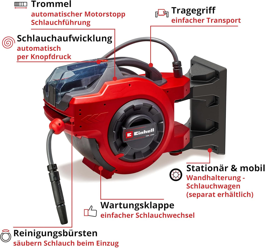 Einhell Akku-Schlauchtrommel GE-HR 18/30 Li-Solo Power X-Change (18 V, automatische Schlauchaufwickl