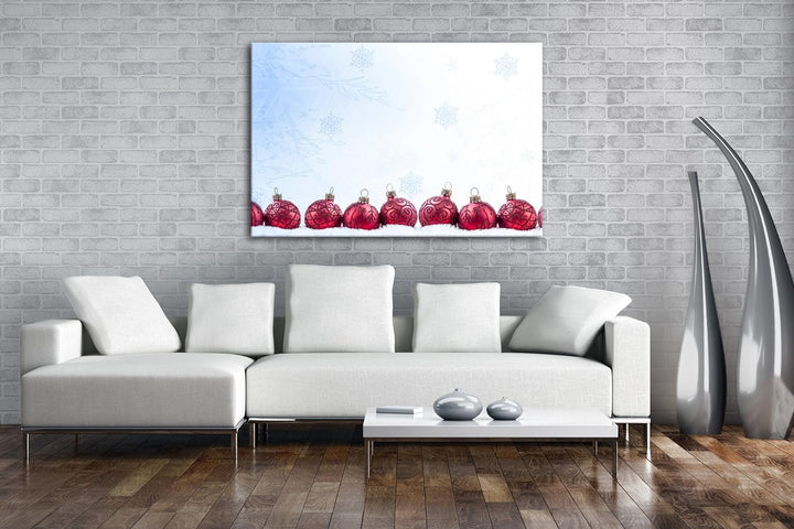 deyoli Christbaumkugeln zur Weihnachtszeit Format: 80x60 als Leinwandbild, Motiv fertig gerahmt auf