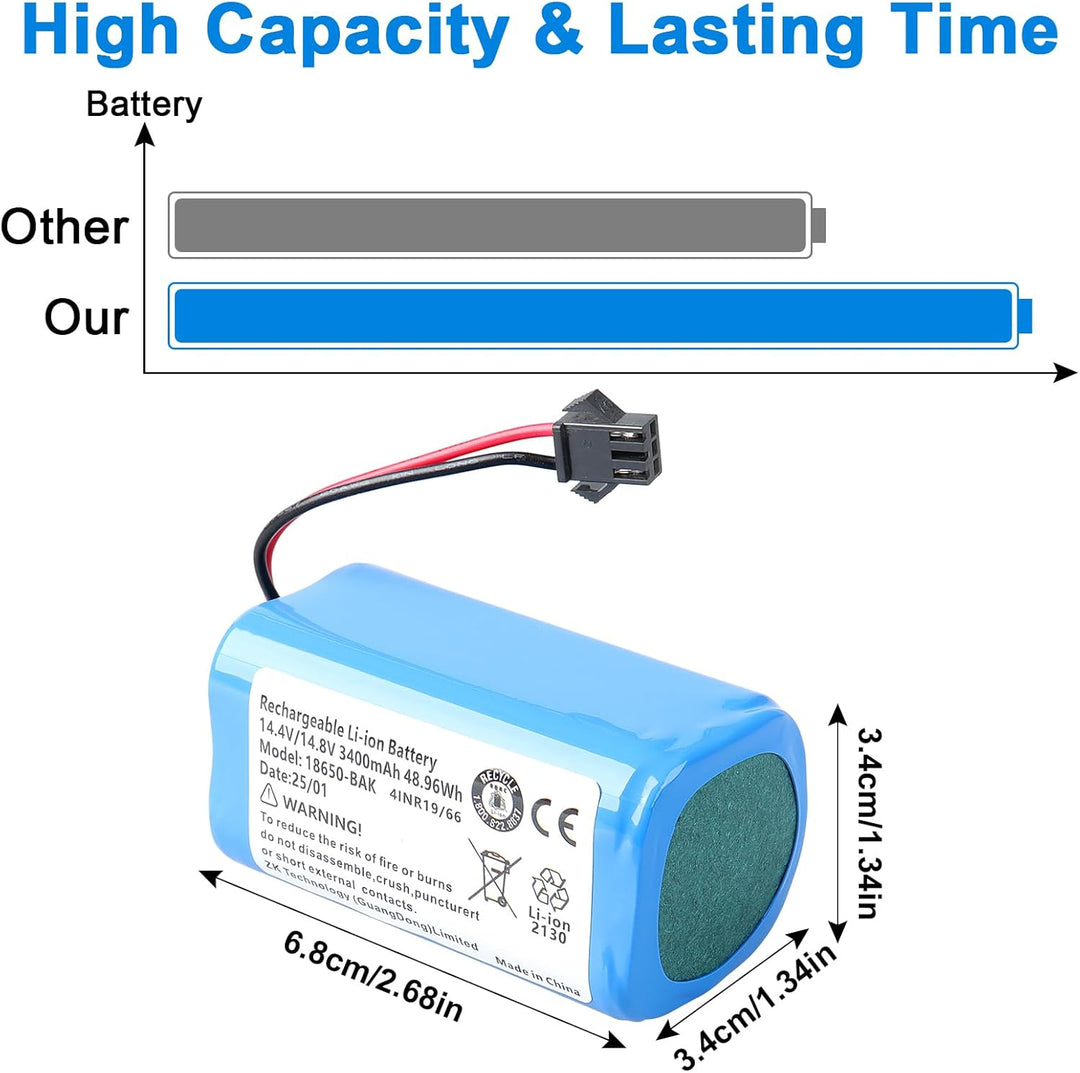 3400 mAh, 14,4 V Akku Kompatibel mit Venga VG RVC 3000 3001, Eufy RoboVac 11 11C 11S MAX 30 30C Max