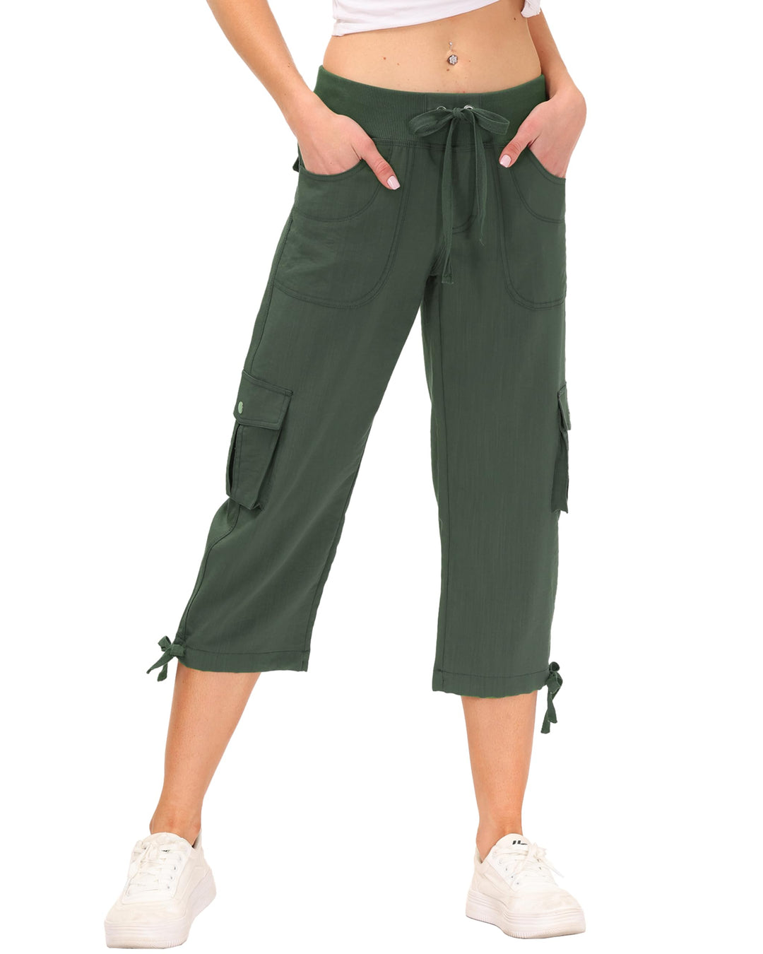 JINSHI Hosen Damen Sommer Cargohose 3/4 Hose Caprihose Freizeithose Wanderhosen Outdoorhose mit Mehr