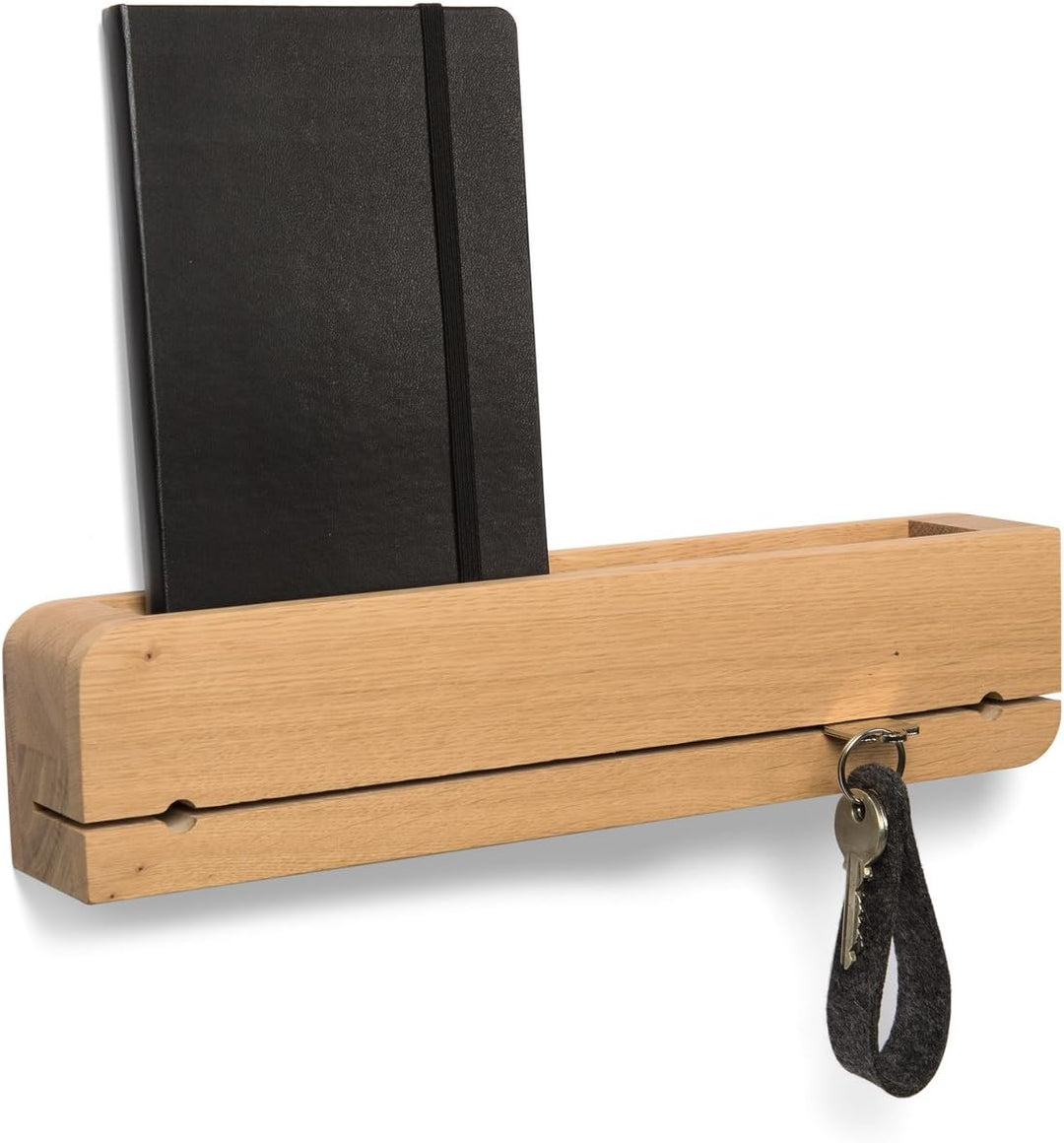 Natuhr Schlüsselbrett Holz mit Ablage Schlüsselhalter Schlüsselleiste (Eiche geölt), Eiche Geölt