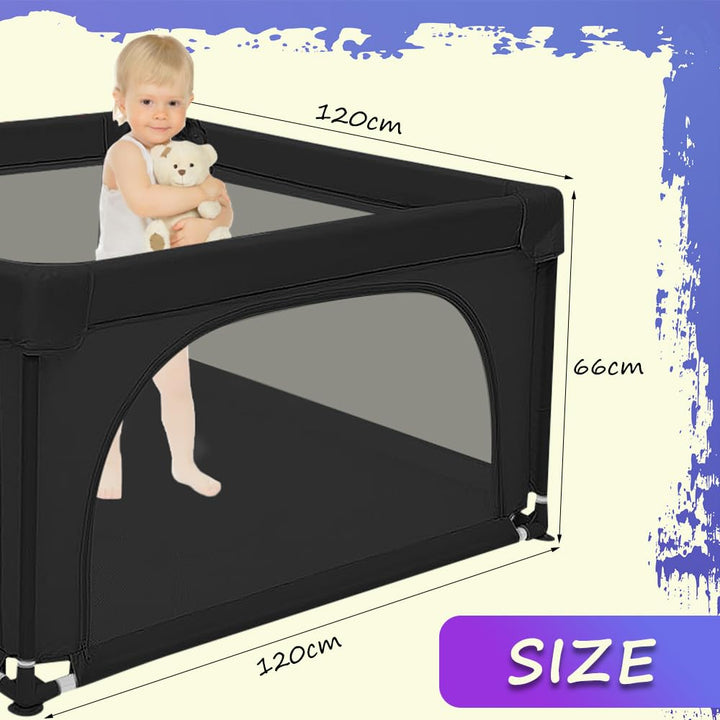 Baby Laufstall, Laufgitter klappbar mit Tragetasche, Krabbelgitter mit Netz & Reissverschluss, Laufg