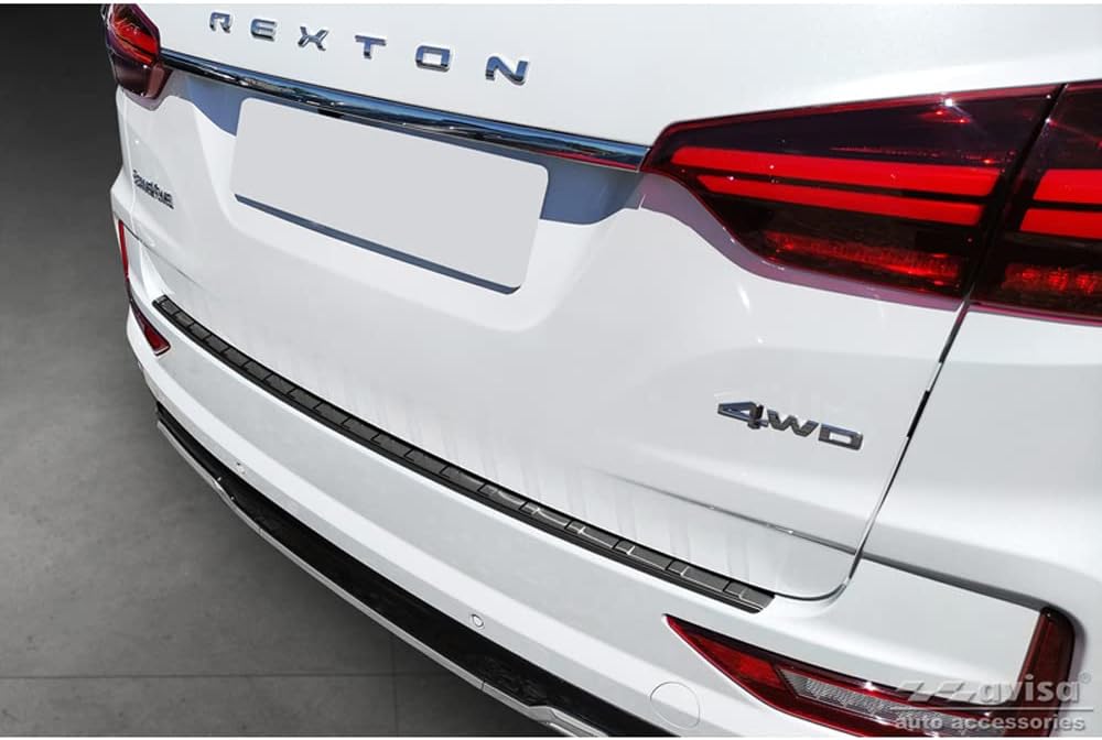 Avisa Schwarz Edelstahl Heckstossstangenschutz kompatibel mit SsangYong Rexton (YK) Facelift 2021- '