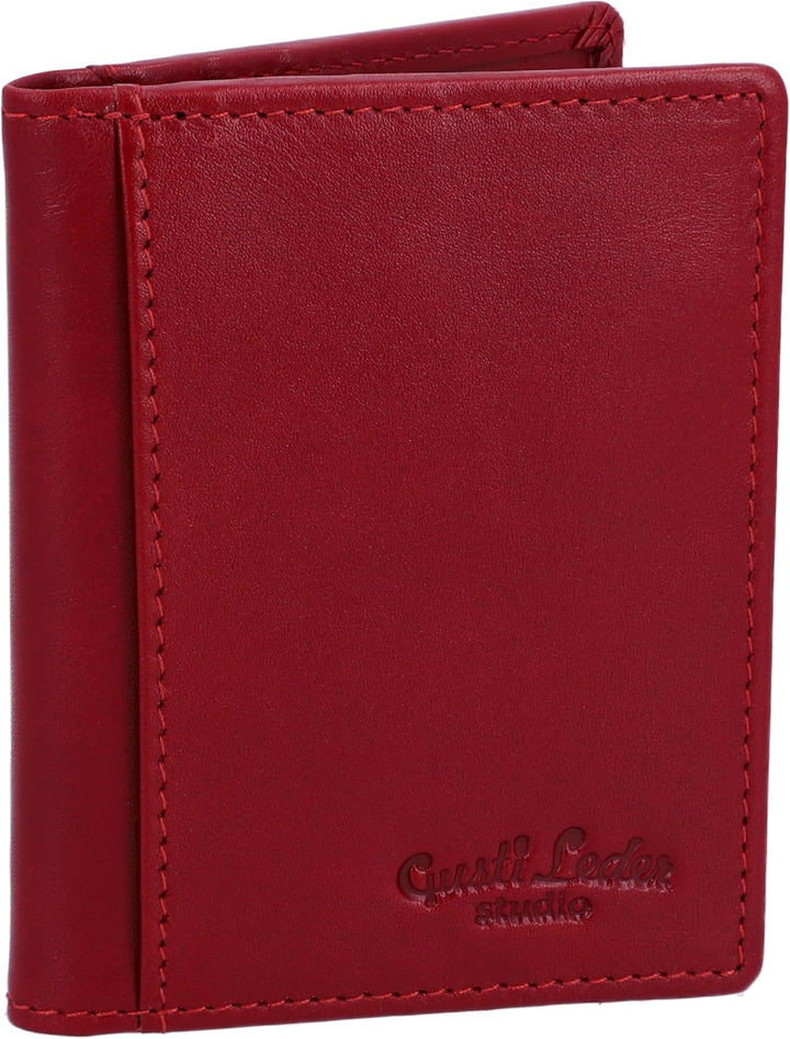 Gusti Kartenhalter Leder - Hal Kartenhülle Kartenetui Brieftasche Rot Leder, Rot