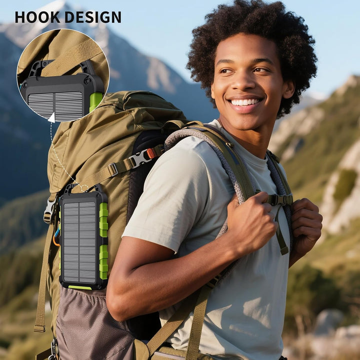 Solar Powerbank 10000mAh PD 15W Tragbares Solar Ladegerät USB C Outdoor Wasserdicht Externer Akku mi