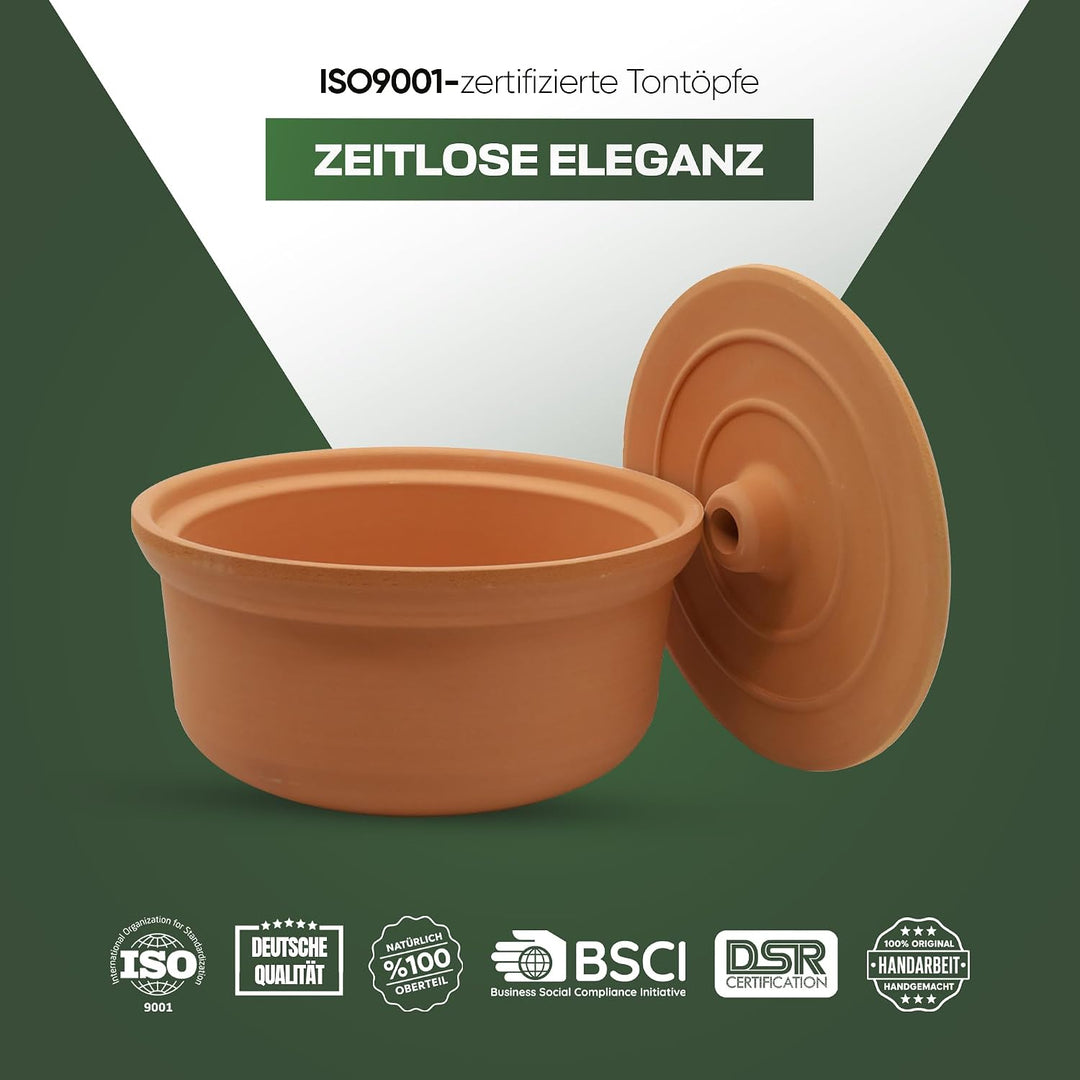 NORDIC SCHILLER Schmortopf, 3500ml, 26x15cm, Naturton, Backofen-Mikrowellen, Gefriergeeignet, Wärmes