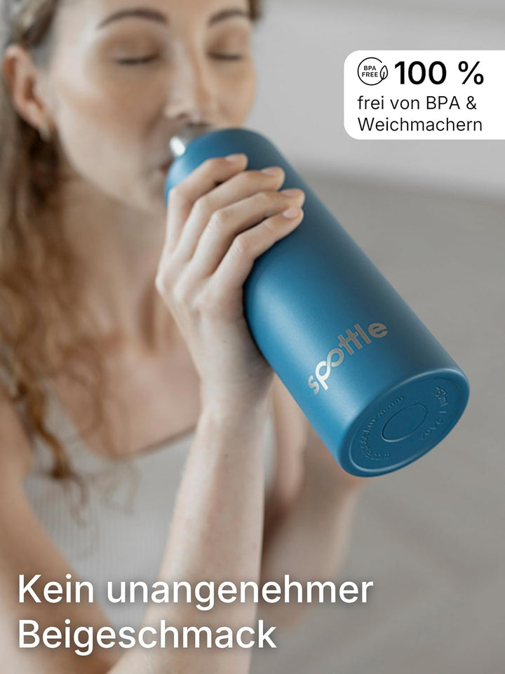 spottle Edelstahl Trinkflasche 1L – Thermosflasche aus Metall, doppelwandig, vakuumisoliert, Kohlens