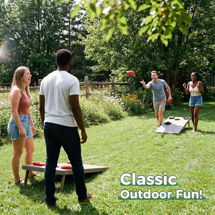 Cornhole Set Outdoor, 90x60cm or 120x60cm Echtholz Wurfspiel – Bean Bag Game mit 10 Säckchen & Tasch