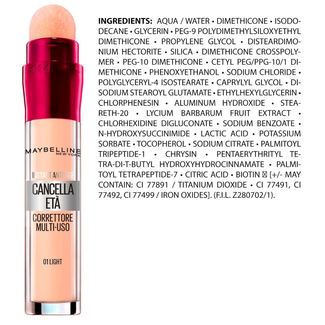 2x Maybelline New York Age-Erasing Liquid Concealer mit Gogli Berries Farben 02 Nude und 01 Light +