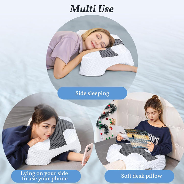 SAHEYER Seitenschläferkissen mit Armloch, Orthopädisches Nackenkissen Kopfkissen, Memory Foam Kissen