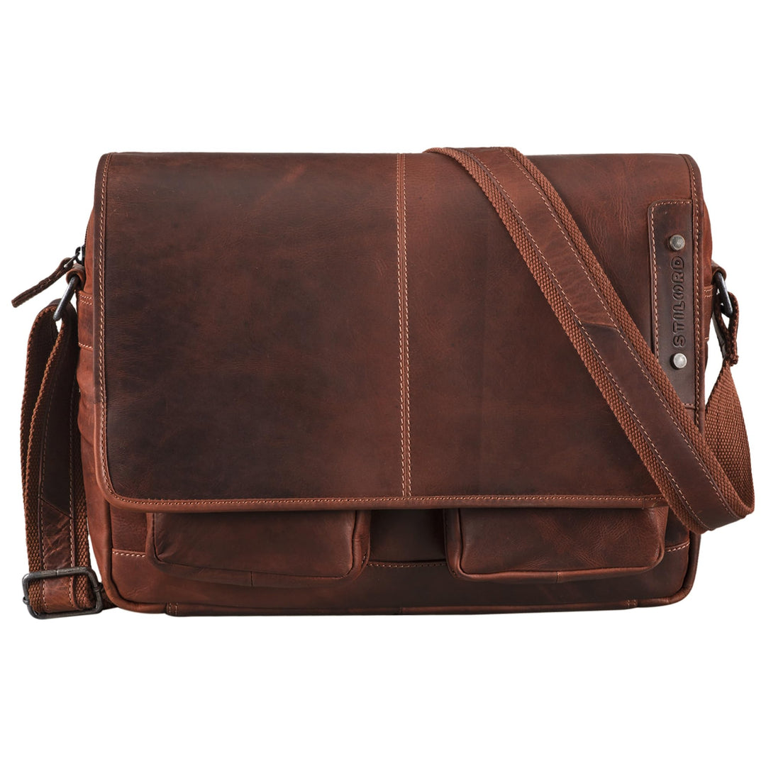 STILORD 'Curtis' Umhängetasche Leder als Messenger Bag oder Aktentasche Vintage Laptoptasche 15,6 Zo