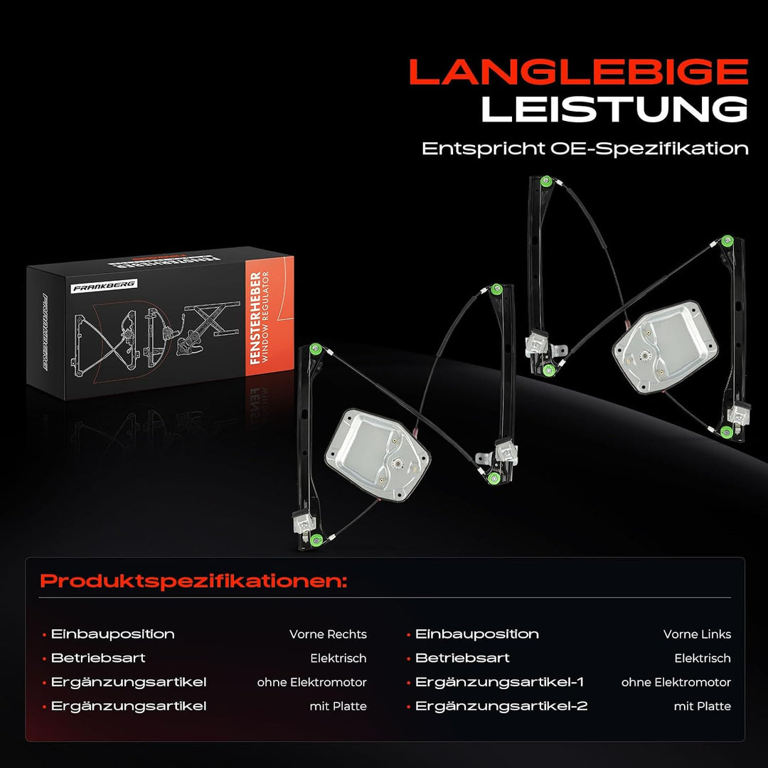 Frankberg 2x Fensterheber Vorne Links Rechts 1K5837461 | Kompatibel mit Golf VI Variant AJ5, Golf V