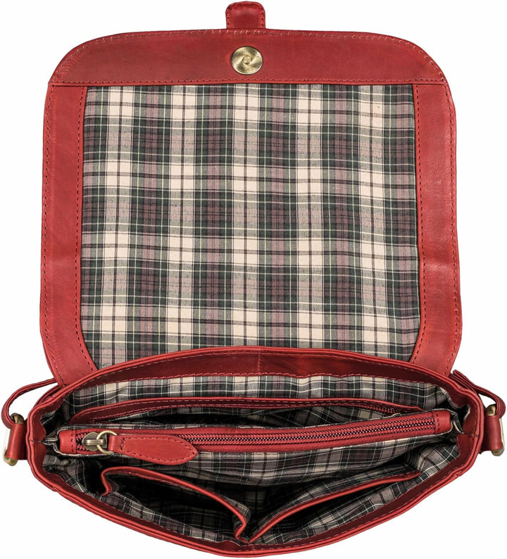 Benthill Damen Tasche aus Echt-Leder - Handtasche aus Rindsleder - Schultertasche mit Reissverschlus