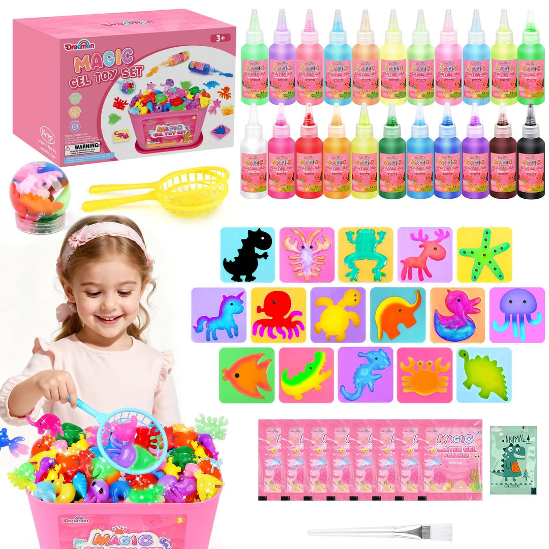 Dreamon Magic Gel Water Kit, 53 PCS DIY 3D Aqua Gelz Spielzeug mit 22 Farben & 16 Formen, Aqua Fairy