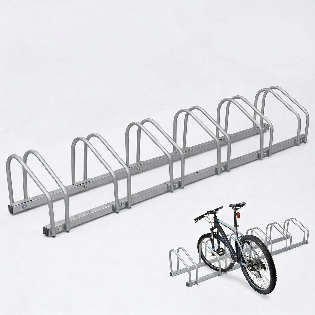Fahrradständer für 6 Fahrräder – 16mm verzinkter Stahl, 30cm Abstand, für 35-55mm Reifen, Boden- &amp; W