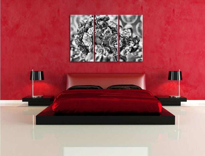 Pixxprint Blumen als Leinwandbild/Grösse: 3 Teilig (120x80) cm/Wandbild/Kunstdruck/fertig bespannt